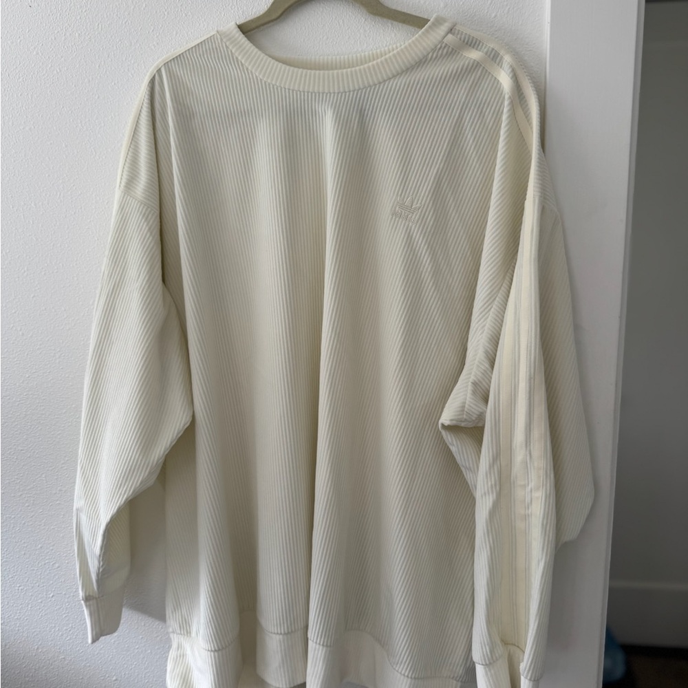 Adidas Off-White Ribbed Long Sleeve Top. NWT